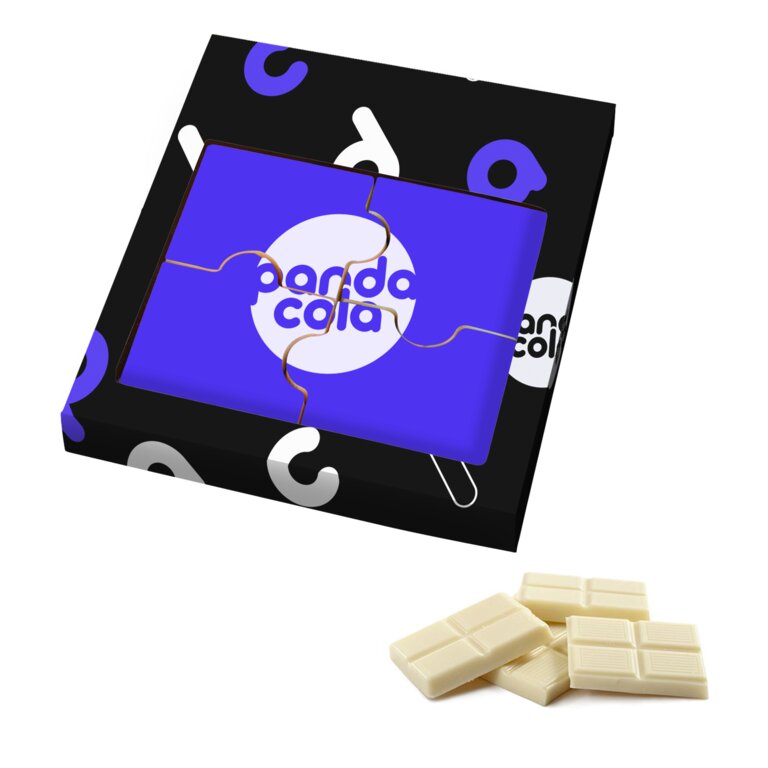 Puzzle en chocolat blanc 4 pièces personnalisable - Tabi | pandacolach