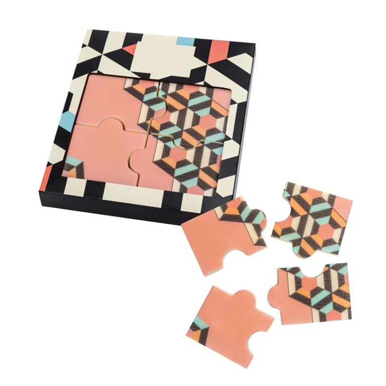 Puzzle en chocolat blanc 4 pièces personnalisable - Tabi | pandacolach