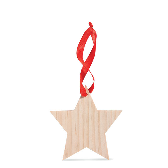 Etoile de Noël publicitaire en bois à accrocher - Rouba | pandacolach