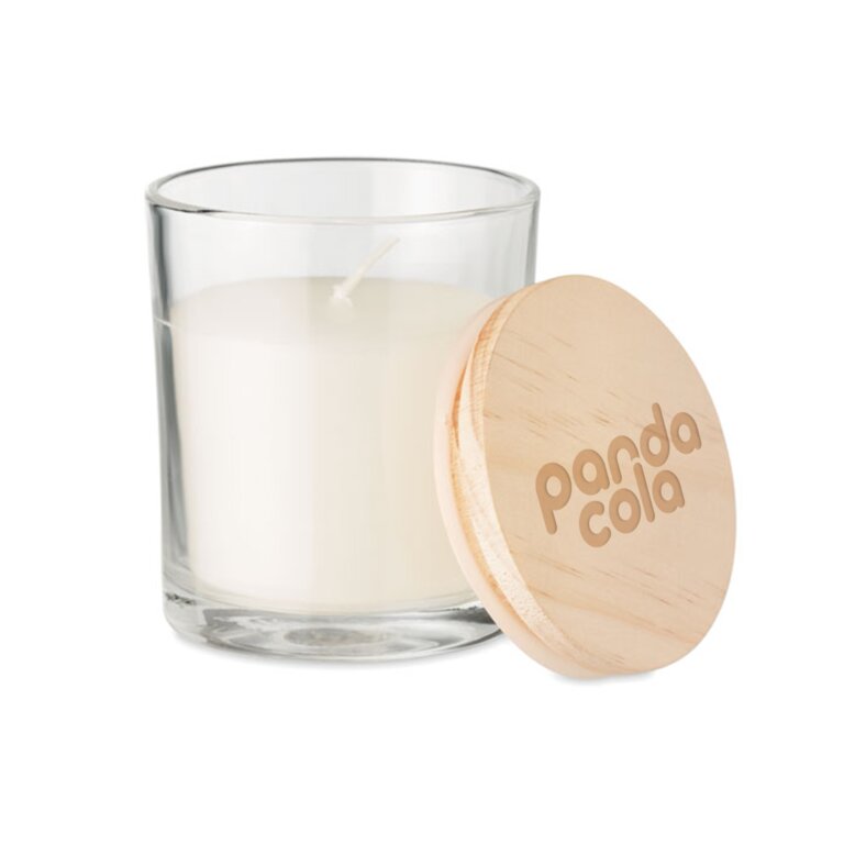 Bougie publicitaire parfum vanille avec couvercle - Lumi | pandacolach