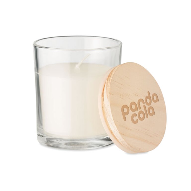 Bougie publicitaire parfum vanille avec couvercle - Lumi | pandacola