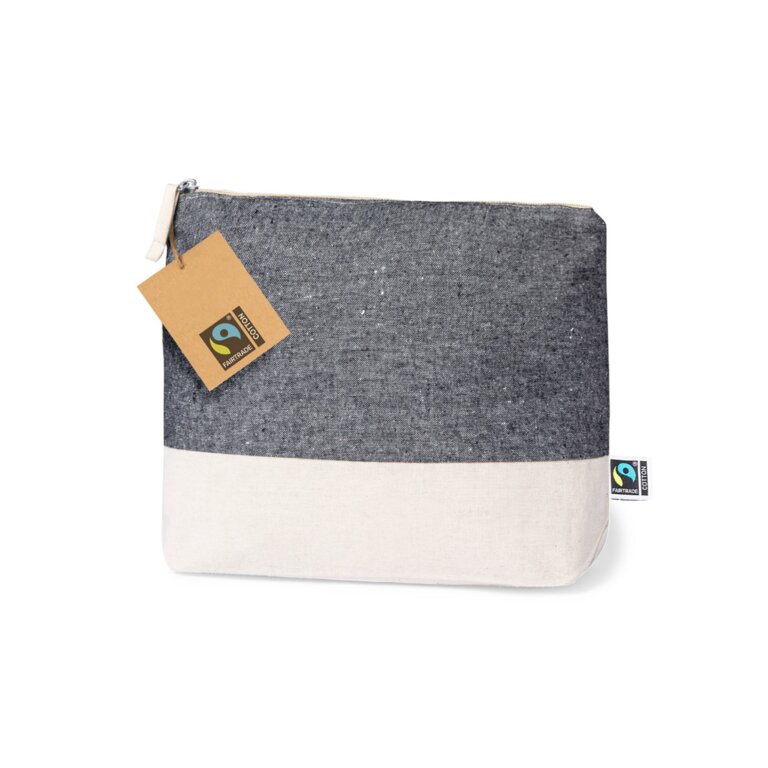 Trousse de beauté publicitaire bi-colore en coton fairtrade - Aby | pandacolach