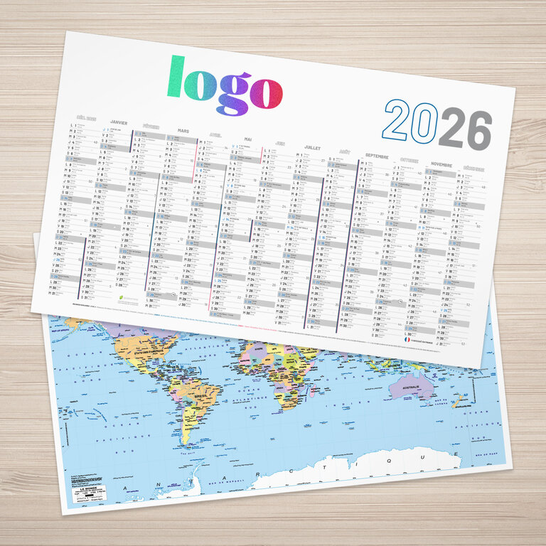 Calendrier de banque publicitaire rigide Made In France 65x40,5 cm - Mapy | pandacolach