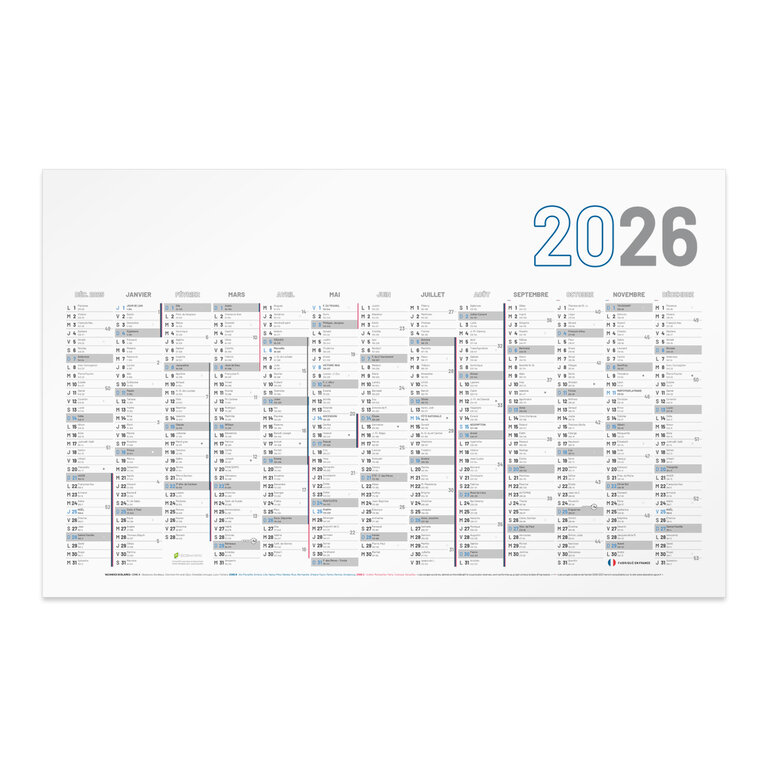 Calendrier de banque publicitaire rigide Made In France 65x40,5 cm - Mapy | pandacolach