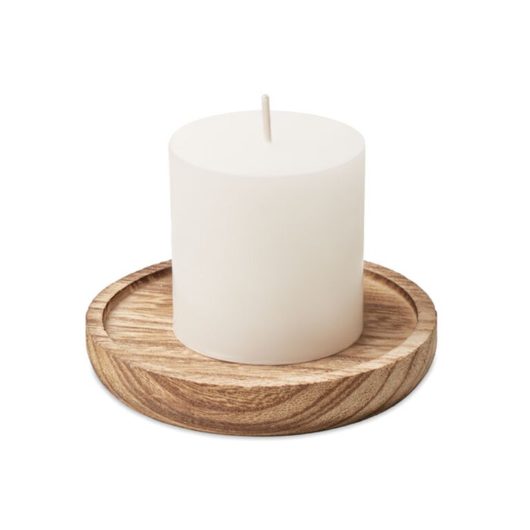 Bougie personnalisable socle round parfumée à la vanille - Senbonron | pandacolach
