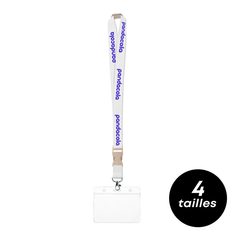 Tour de cou personnalisé en coton biologique avec attache de sécurité et porte-badge - Vento | pandacolach