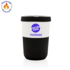 Tasse publicitaire avec prénom éco-responsable 380 ml avec couvercle  - Corlegro Own | pandacolach - thumb - 1