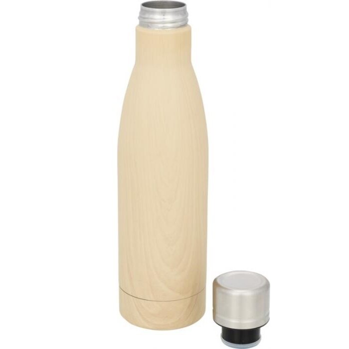 Bouteille publicitaire en acier inoxydable imitation bois double paroi 500 ml - Pali | pandacola - 2