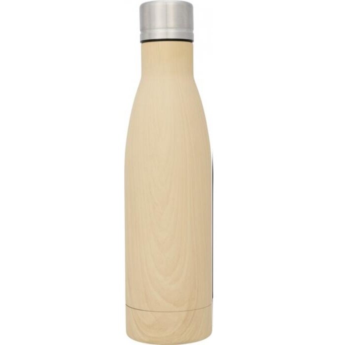 Bouteille publicitaire en acier inoxydable imitation bois double paroi 500 ml - Pali | pandacolach