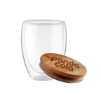 Verre personnalisable à double paroi avec couvercle bambou - Tirana | pandacolach - thumb - 1