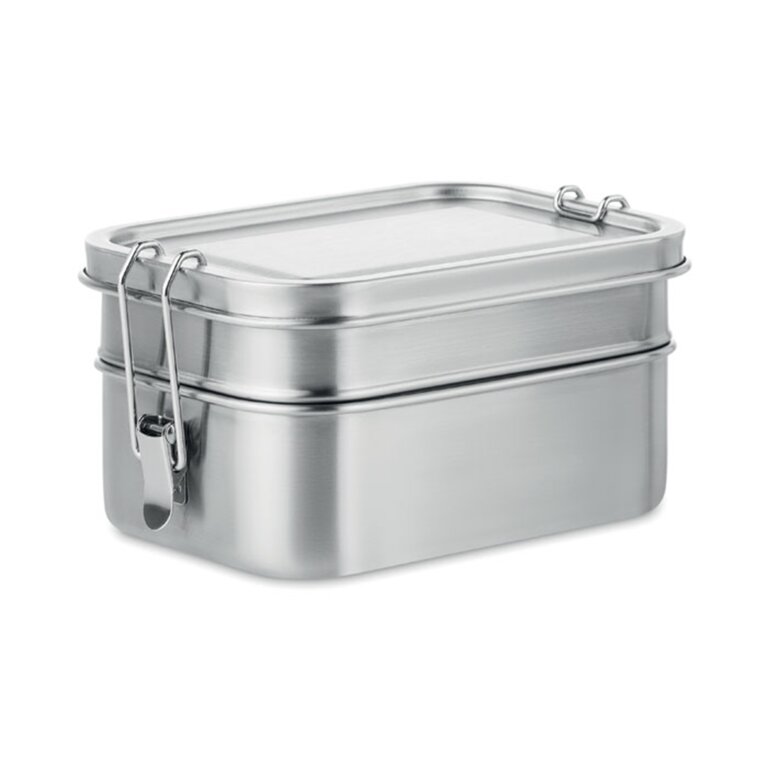 Lunchbox personnalisée à 2 compartiments en acier avec boucles latérales 1.2 L - Palune | pandacola