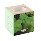 Pot personnalisé en bois avec graines de menthe - Menta | pandacolach - thumb - 1