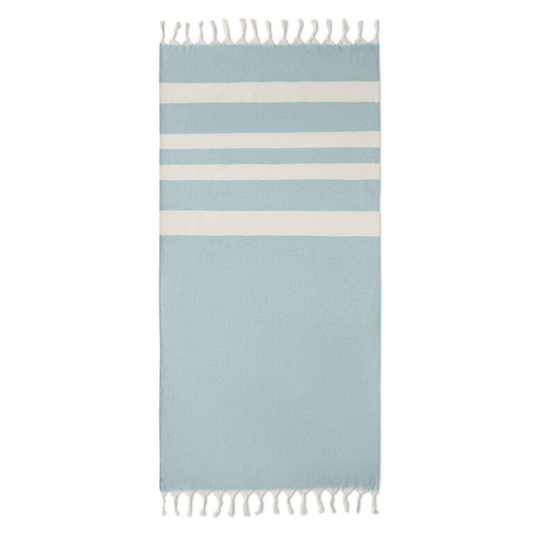 Fouta personnalisable en coton 140 gr/m² recyclé avec franges - Mia | pandacola - 1