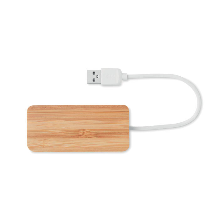 Hub USB 2.0 publicitaire en bambou avec 3 ports - Vina | pandacolach - 1