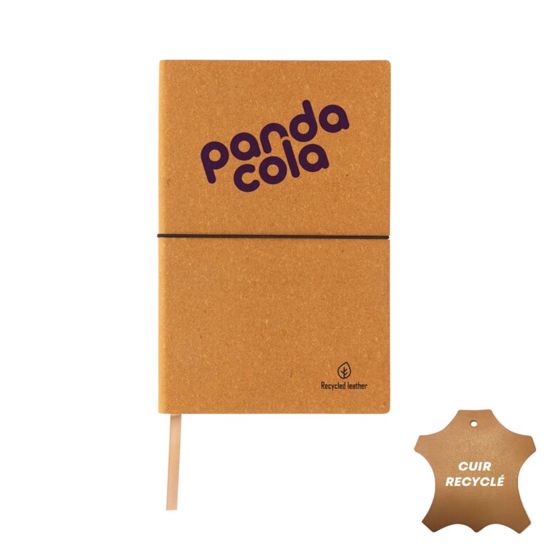 Carnet de notes personnalisable A5 160 pages lignées en cuir recyclé - Fuzy | pandacola
