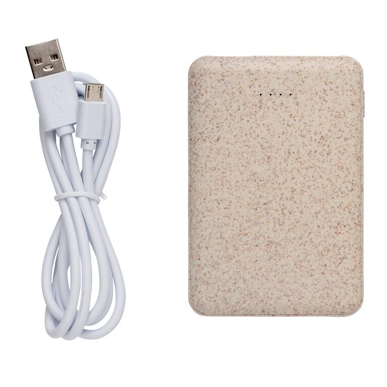 Batterie de secours publicitaire de poche 5000 mAh en fibre de paille - Pally | pandacolach - 1