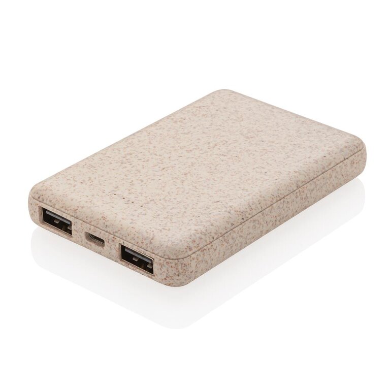 Batterie de secours publicitaire de poche 5000 mAh en fibre de paille - Pally | pandacolach