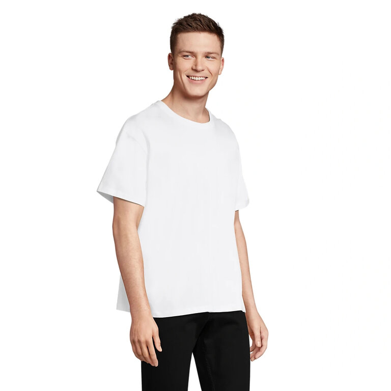 T-shirt personnalisé blanc oversize unisexe en coton recyclé 220 gr/m² - Legacy White | pandacola - 1