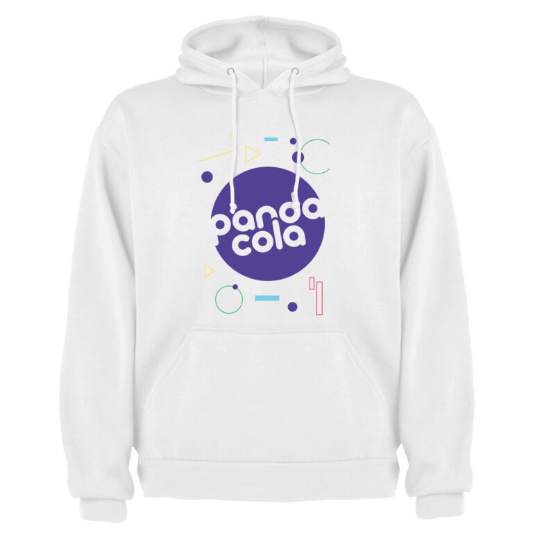 Sweat publicitaire mixte à capuche blanc kangourou avec cordons 280 gr/m² - Tokyo | pandacolach