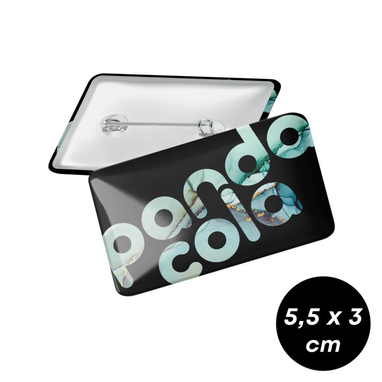 Badge personnalisé rectangulaire 5,5x3 cm - Pan | pandacola