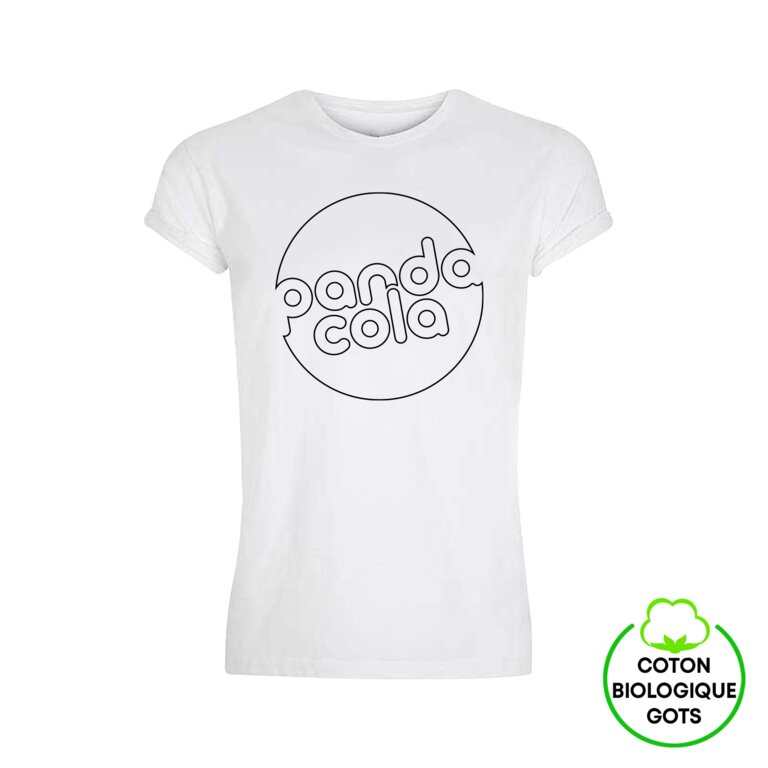 T-shirt blanc coton 150 gr/m² GOTS personnalisable manches roulées - Lucas White | pandacolach