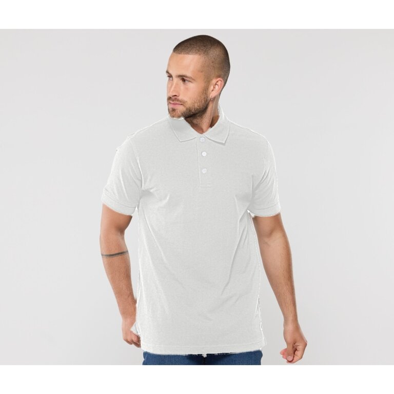 Polo personnalisable homme blanc en coton piqué à boutons colorés personnalisable 210 gr/m² - Mashou White | pandacola