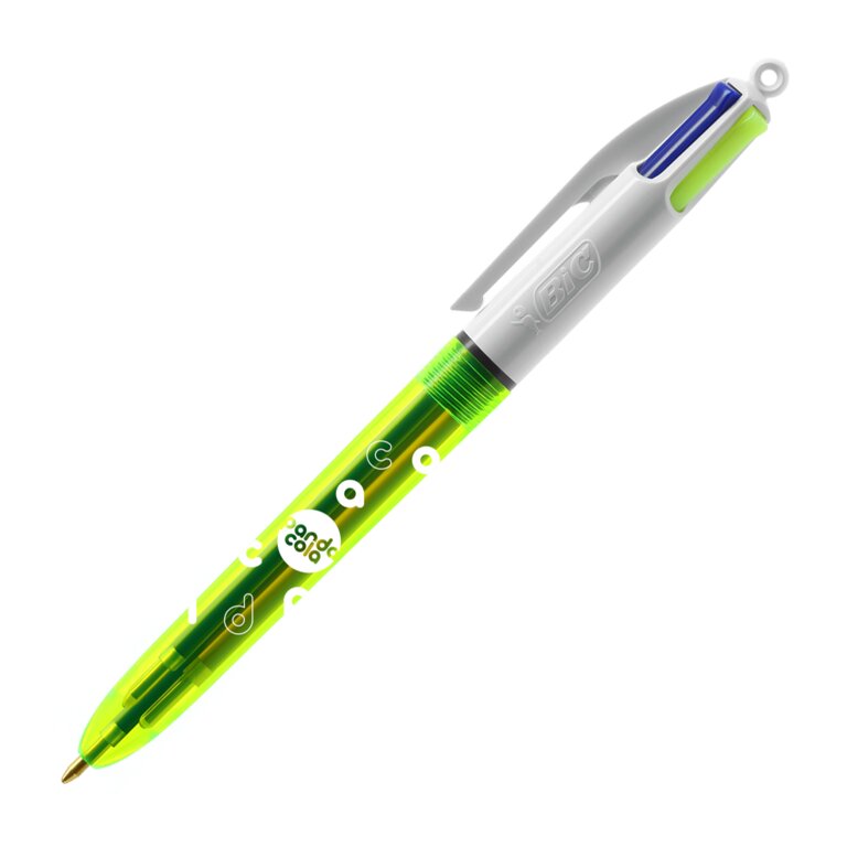 Stylo bille 4 couleurs fluo personnalisé BIC® - 4 Couleurs Fluo | pandacolach