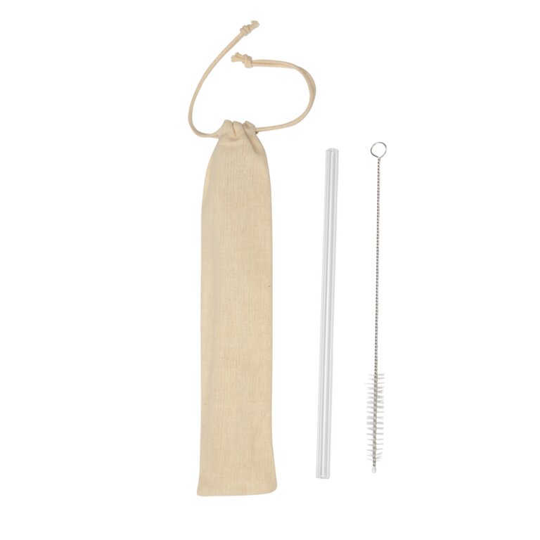 Paille personnalisée en verre avec pochette coton - Hydra | pandacola