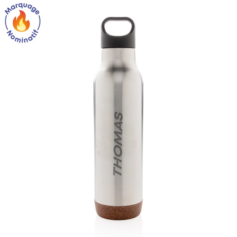 Bouteille isotherme personnalisable à votre prénom étanche avec finition liège 600 ml  - Kip Own | pandacolach