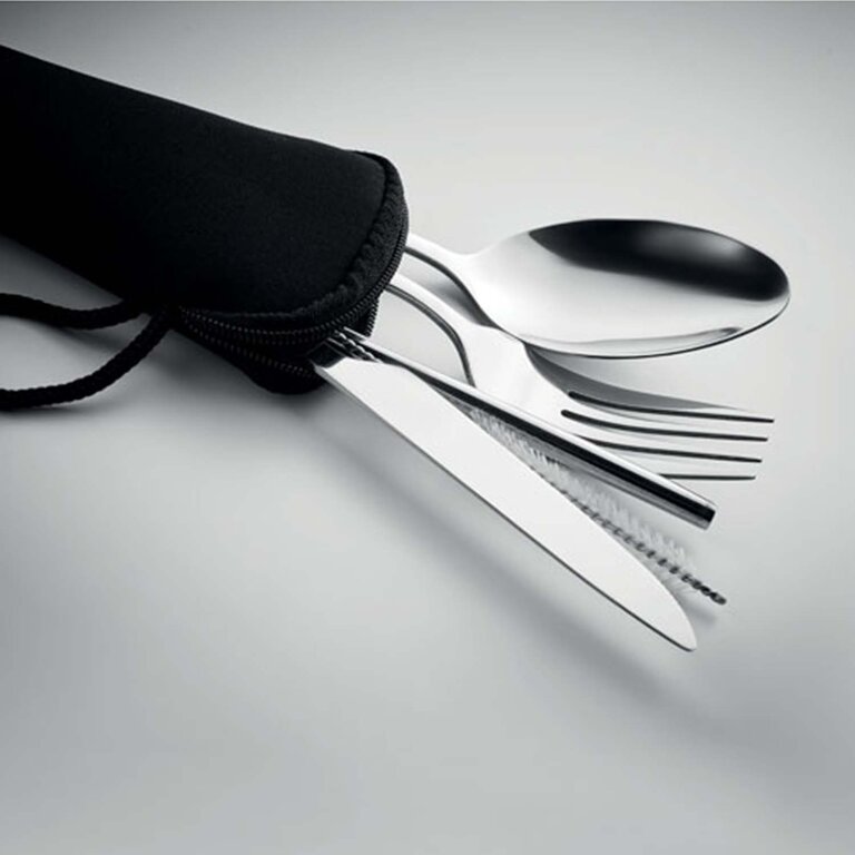 Couverts en acier inoxydable avec pochette personnalisable - Service | pandacolach - 1