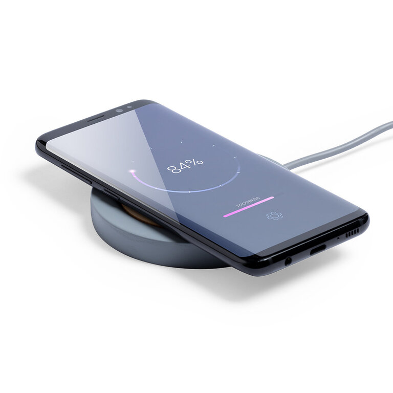 Chargeur à induction publicitaire en bambou et ciment calcaire - Feskon | pandacolach