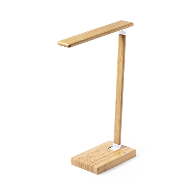 Lampe de bureau en bambou personnalisable avec chargeur à induction 10W - Slya | pandacola