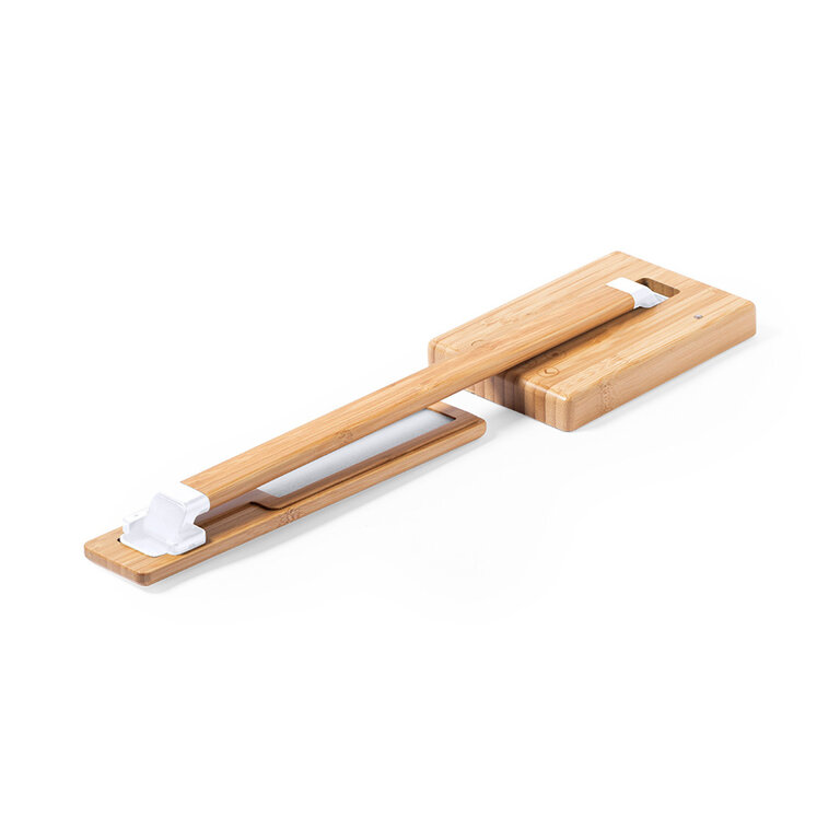 Lampe de bureau en bambou personnalisable avec chargeur à induction 10W - Slya | pandacola - 4