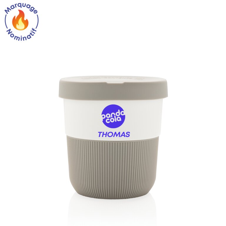 Tasse publicitaire avec prénom éco-responsable 280 ml avec couvercle - Corleto Own | pandacolach