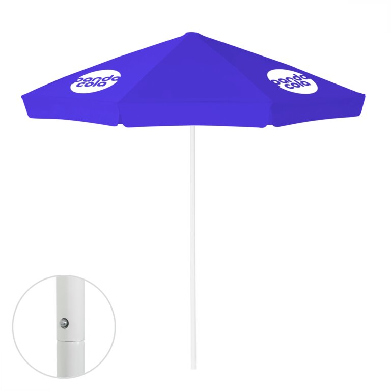 Parasol promotionnel octogonal ouverture par bouton et lambrequin pans plats - Canaries | pandacola