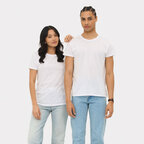 Tee-shirt personnalisable blanc unisexe à col rond 100% en coton bio 140 gr/m² - Epic | pandacola - thumb