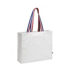 Tote bag coton  personnalisable avec soufflet et anses tricolores 180gr/m² - White One | pandacolach - thumb