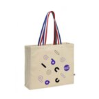 Tote bag coton  personnalisable avec soufflet et anses tricolores 180gr/m² - White One | pandacolach - thumb - 1