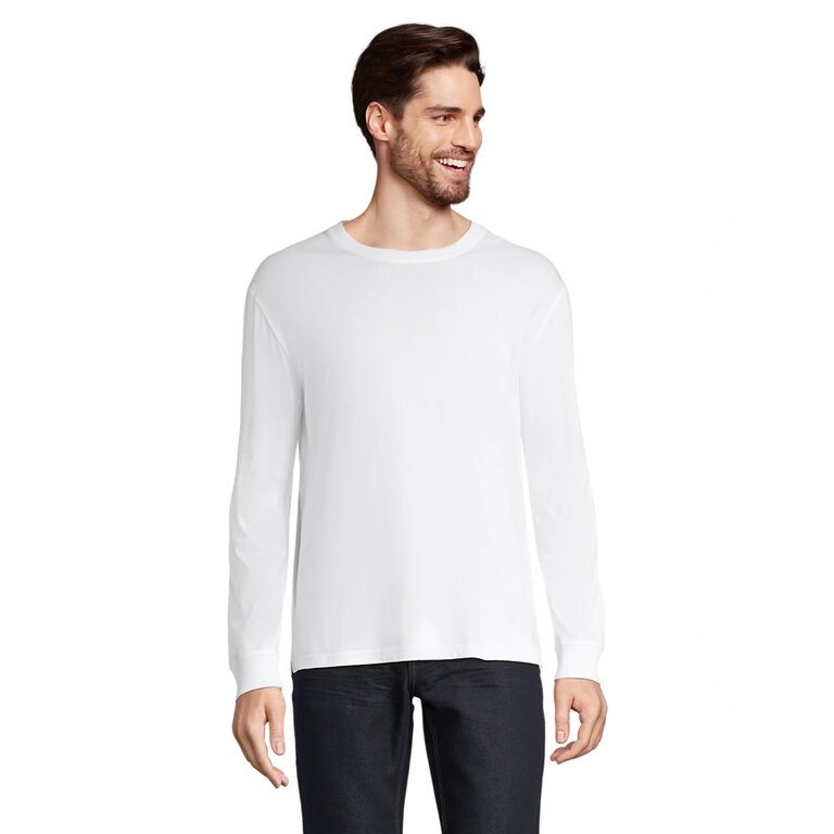 T-shirt personnalisable unisexe blanc en coton bio manches longues 175 gr/m² - Pioneer Lsl | pandacola