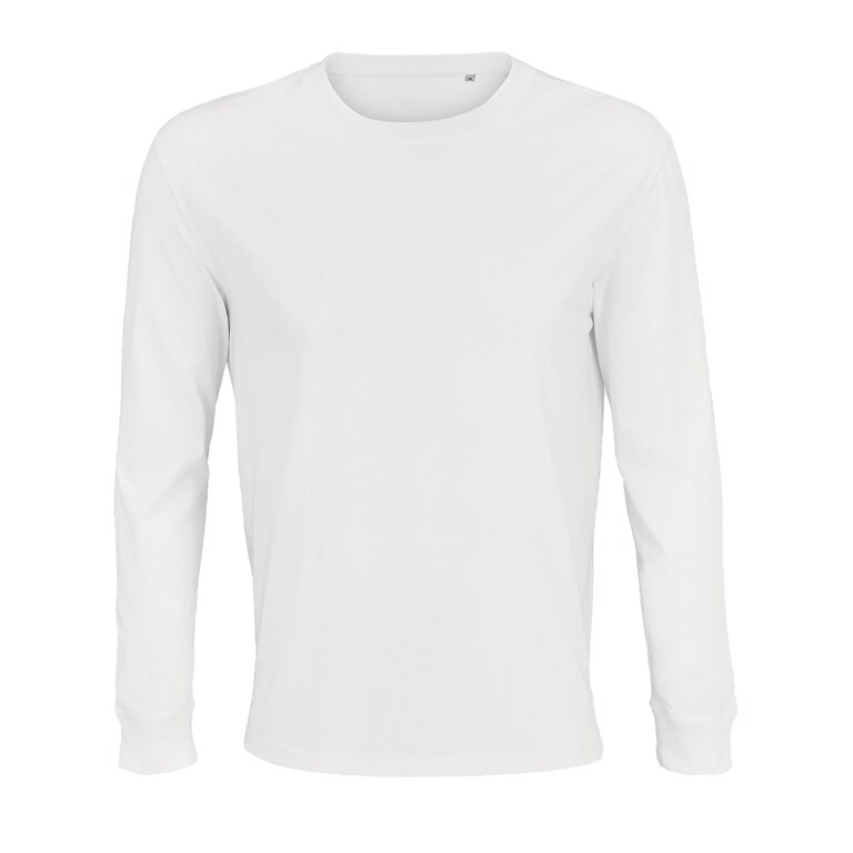 T-shirt personnalisable mixte blanc en coton bio manches longues 175 gr/m² - Pioneer Lsl | pandacolach