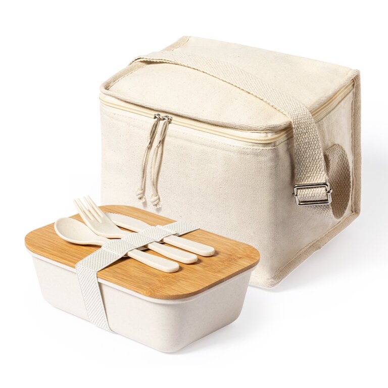 Sac isotherme personnalisé en coton avec lunch box 1L - Combeau | pandacolach