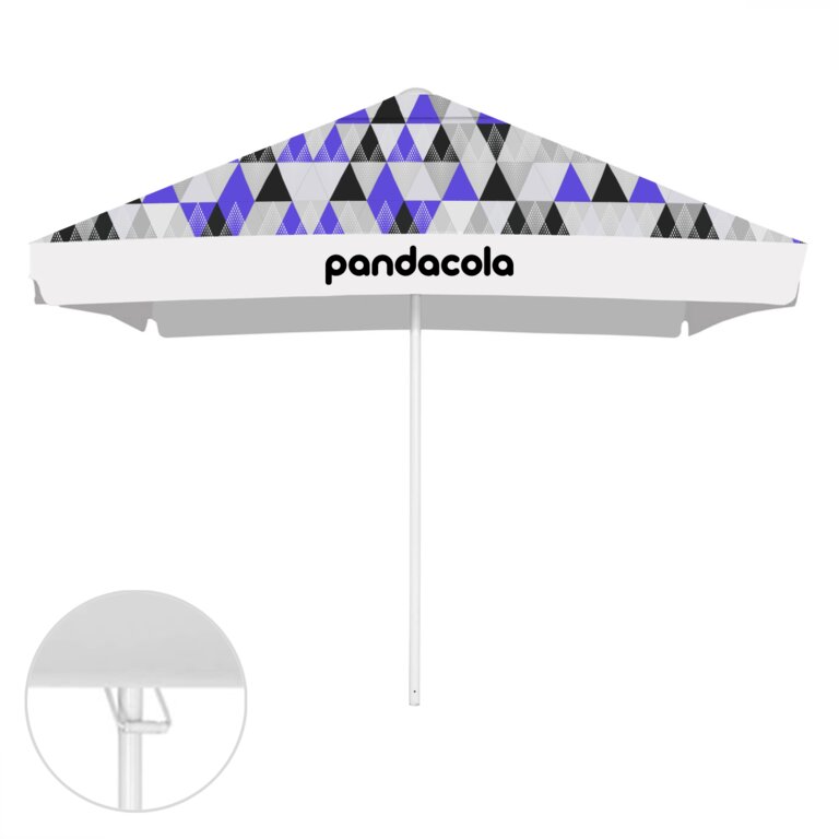 Parasol publicitaire carré ouverture avec poignée et lambrequin - Tahiti square | pandacola