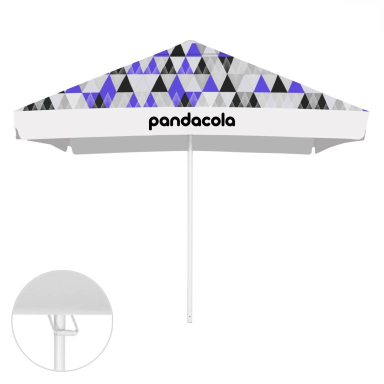 Parasol publicitaire carré ouverture avec poignée et lambrequin - Tahiti square | pandacolach