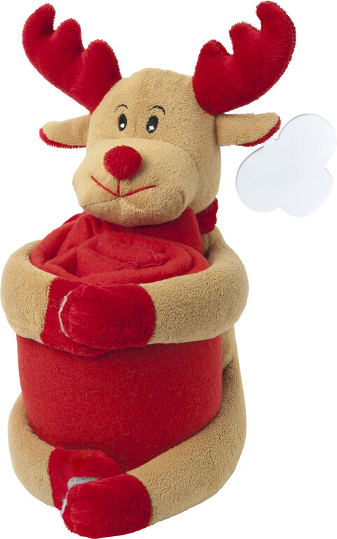 Peluche personnalisée renne de noël avec plaid polaire - Vondin | pandacolach