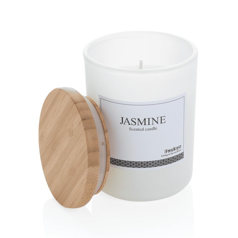 Bougie parfumée au Jasmin personnalisable avec couvercle en bambou - Flam | pandacola - 2