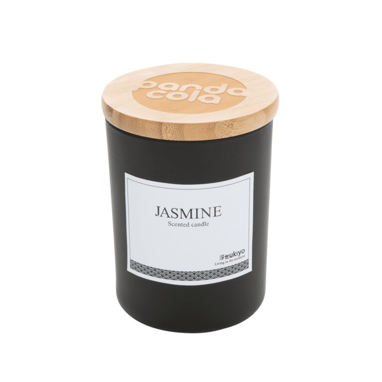 Bougie parfumée au Jasmin personnalisable avec couvercle en bambou - Flam | pandacolach