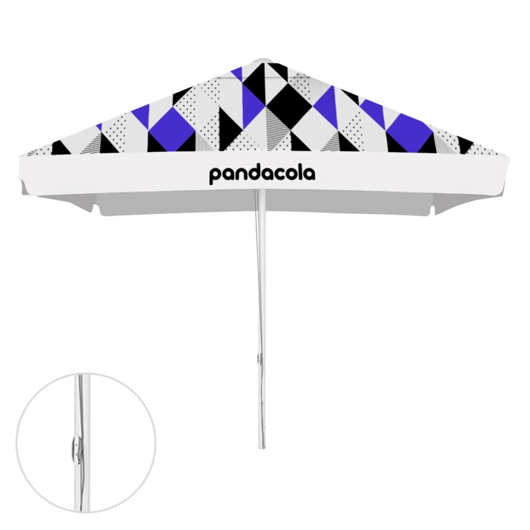 Parasol promotionnel carré avec ouverture corde avec lambrequin - Fidji square | pandacolach