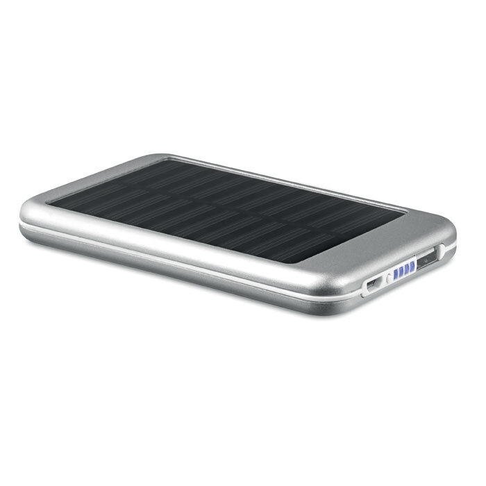 Chargeur externe publicitaire 4000 mAh en aluminium avec panneau solaire - Solarflat | pandacola