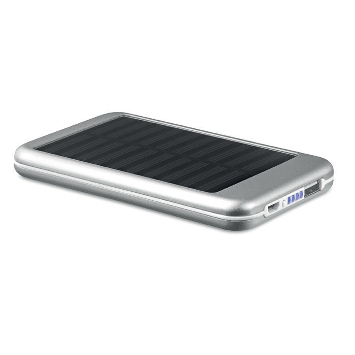 Chargeur externe publicitaire 4000 mAh en aluminium avec panneau solaire - Solarflat | pandacolach