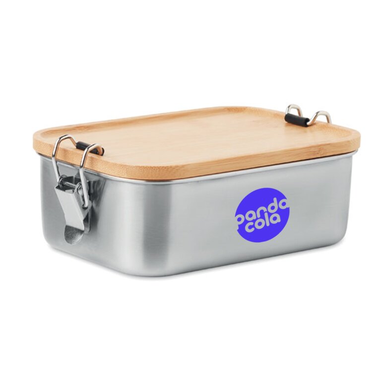 Lunch box personnalisée en acier inoxydable avec couvercle en bambou 750 ml - Prop | pandacola